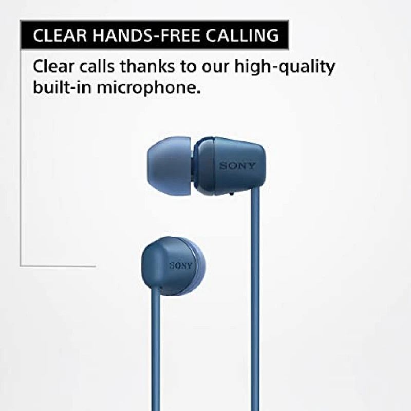 Sony WI-C100 Wireless Headphones with Customizable Equalizer for Deep Bass and 25 Hrs Battery Blue Sony WI-C100 Wireless Headphones with Customizable Equalizer for Deep Bass and 25 Hrs Battery Blue