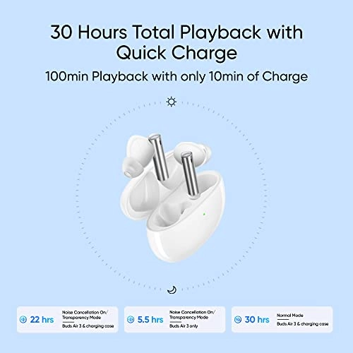 realme Buds Air 3 True Wireless in-Ear Earbuds with 42dB Active Noise Cancellation ANC Dual Device Galaxy White