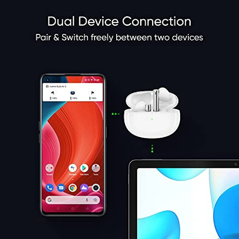 realme Buds Air 3 True Wireless in-Ear Earbuds with 42dB Active Noise Cancellation ANC Dual Device Galaxy White realme Buds Air 3 True Wireless in-Ear Earbuds with 42dB Active Noise Cancellation ANC Dual Device Galaxy White