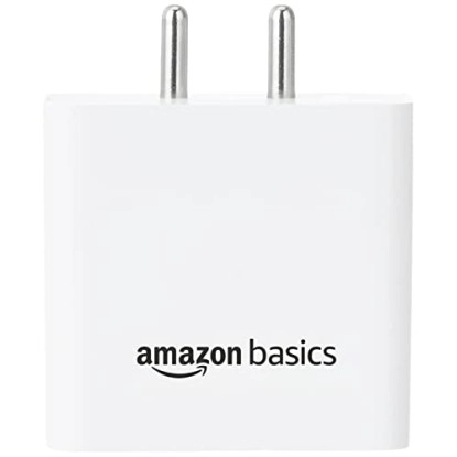 Amazon Basics High Power 65W Mobile/Laptop Charger Dual Port Output with Type-C Charging Cable (White)