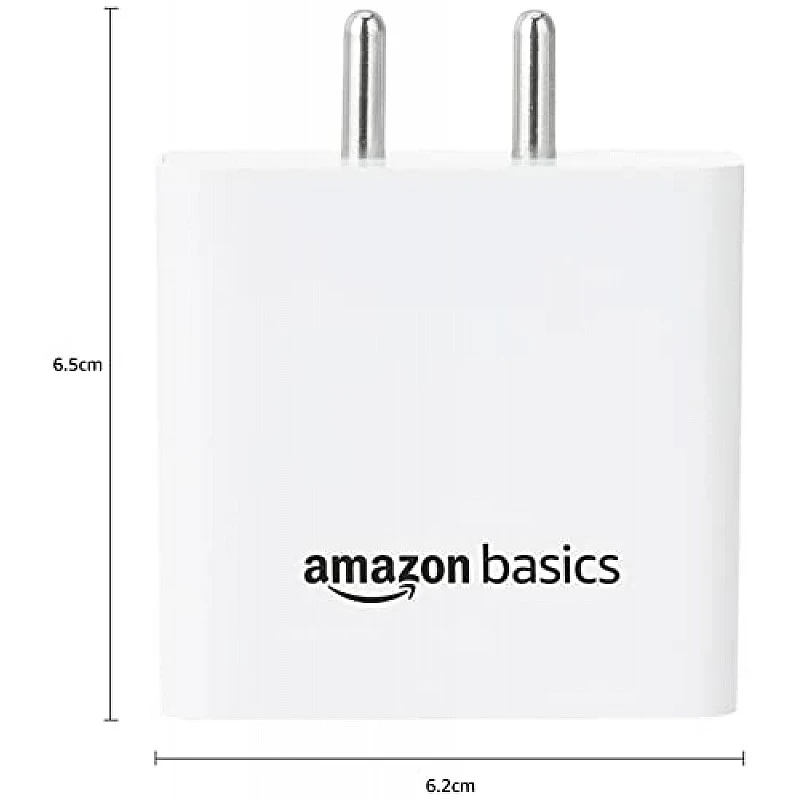 Amazon Basics High Power 65W Mobile/Laptop Charger Dual Port Output with Type-C Charging Cable (White) Amazon Basics High Power 65W Mobile/Laptop Charger Dual Port Output with Type-C Charging Cable (White)