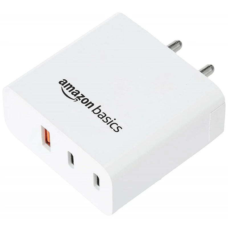 Amazon Basics High Power 65W Mobile/Laptop Charger Dual Port Output with Type-C Charging Cable (White) Amazon Basics High Power 65W Mobile/Laptop Charger Dual Port Output with Type-C Charging Cable (White)