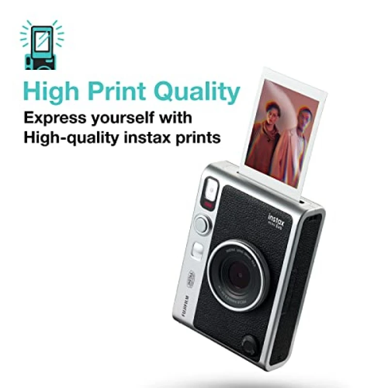 Fujifilm Instax Mini Evo Hybrid Camera Premium Edition with 20 Shots of Stone Gray Film and 100 Different Expressions-(Black) Fujifilm Instax Mini Evo Hybrid Camera Premium Edition with 20 Shots of Stone Gray Film and 100 Different Expressions-(Black)