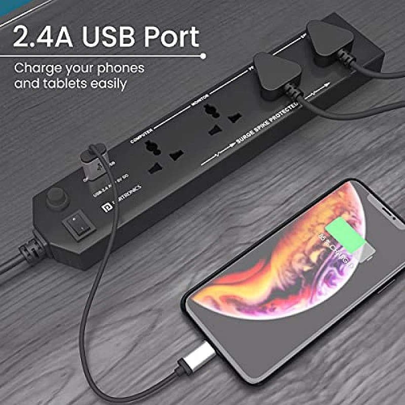 Portronics Power Plate 10 Extension Board with 4 Universal Sockets, 3 Meter Long Cord, 1500 Watts, 6 Amp Multi Plug for Office & Home Appliances (Black) Portronics Power Plate 10 Extension Board with 4 Universal Sockets, 3 Meter Long Cord, 1500 Watts, 6 Amp Multi Plug for Office & Home Appliances (Black)