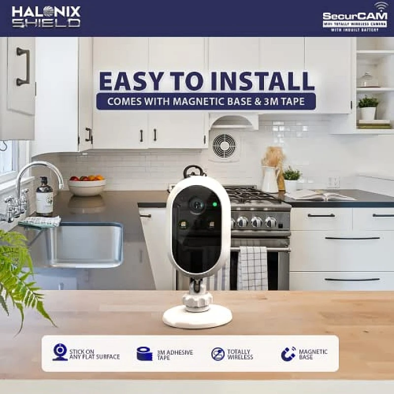 Halonix SecurCAM Totally Wireless 3MP 3K Pro HD Wi-Fi Smart Home Security Camera Halonix SecurCAM Totally Wireless 3MP 3K Pro HD Wi-Fi Smart Home Security Camera