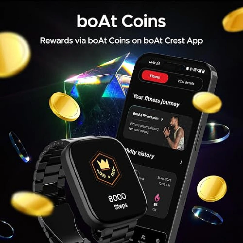 boAt Ultima Prism Smart Watch with 1.96" AMOLED Display, BT Calling Female Wellness (Steel Black) boAt Ultima Prism Smart Watch with 1.96" AMOLED Display, BT Calling Female Wellness (Steel Black)