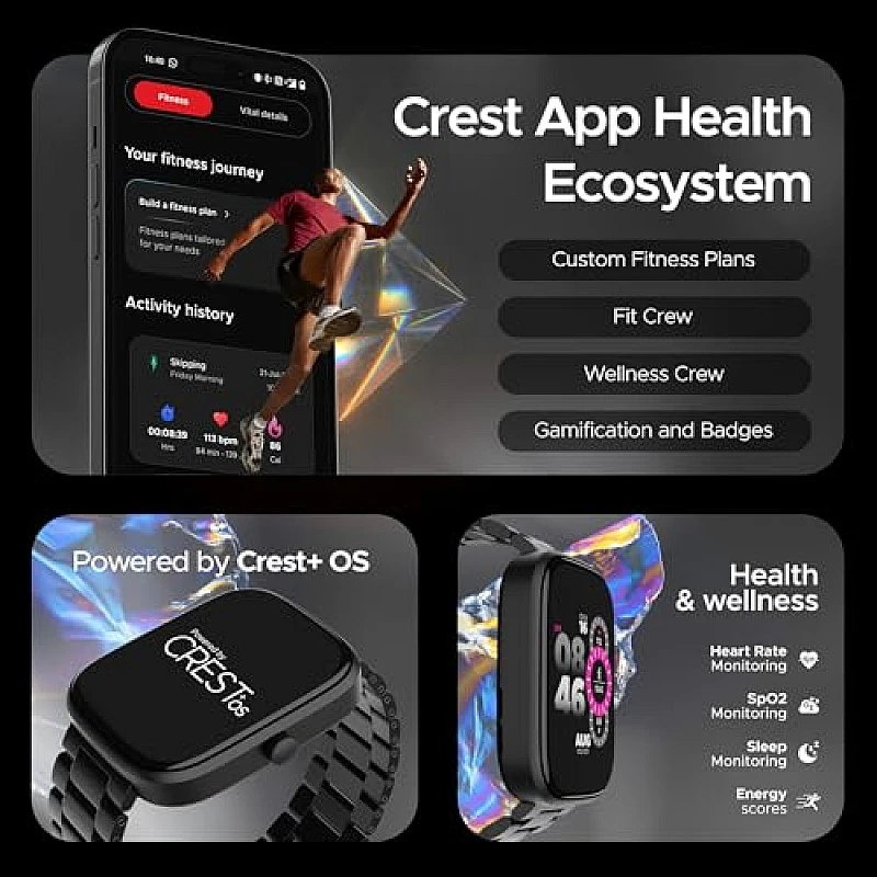 boAt Ultima Prism Smart Watch with 1.96" AMOLED Display, BT Calling Female Wellness (Steel Black) boAt Ultima Prism Smart Watch with 1.96" AMOLED Display, BT Calling Female Wellness (Steel Black)