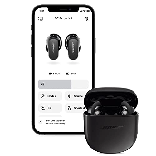 Bose New QuietComfort Earbuds II, Wireless, Bluetooth, World’s Best Noise Cancelling in-Ear Headphones Black