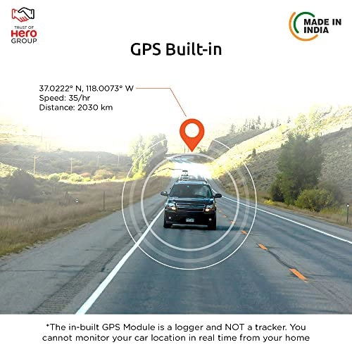 Qubo Car Dash Camera Pro (with GPS) Full HD 1080p Wide Angle View G-Sensor WiFi Emergency Recording Upto 256GB SD Card Supported