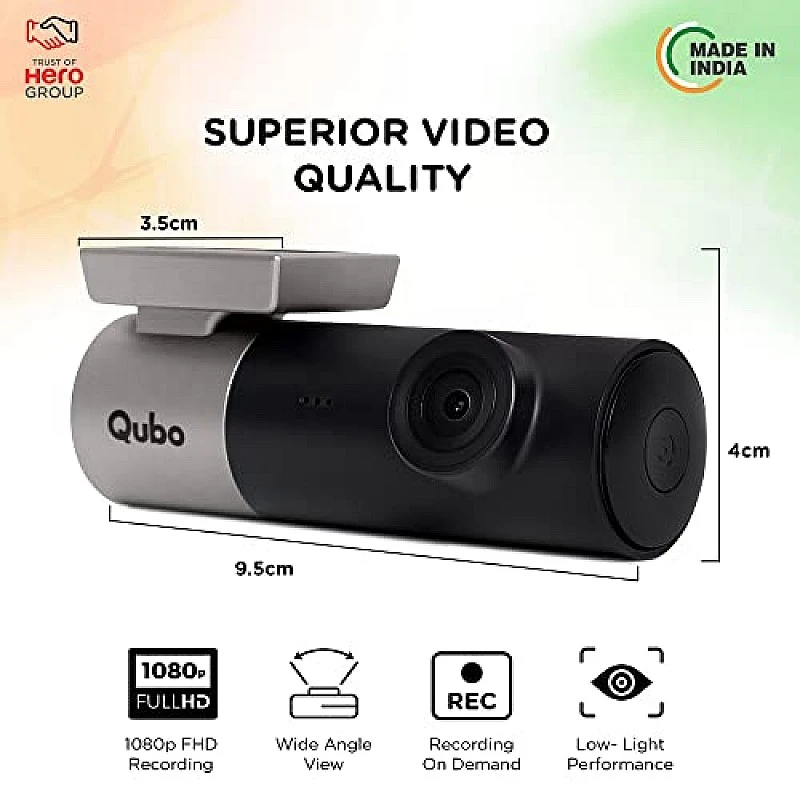 Qubo Car Dash Camera Pro (with GPS) Full HD 1080p Wide Angle View G-Sensor WiFi Emergency Recording Upto 256GB SD Card Supported Qubo Car Dash Camera Pro (with GPS) Full HD 1080p Wide Angle View G-Sensor WiFi Emergency Recording Upto 256GB SD Card Supported