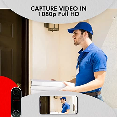 CP PLUS Smart WiFi Wireless Video Doorbell | 2MP Full HD Video, Night Vision|SD Slot up to 128GB | 20 Chime Melodies - CP-L23, Black