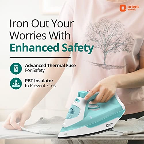 Orient Electric Fabrifeel 2000W Steam iron (Press) Non-stick Soleplate 360-degree swivel cord Orient Electric Fabrifeel 2000W Steam iron (Press) Non-stick Soleplate 360-degree swivel cord