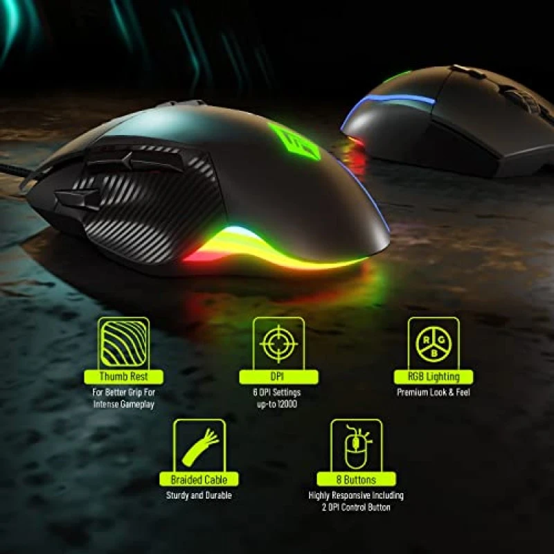 Archer Tech Lab Recurve 300 Wired Gaming Mouse,12000 Dpi Compatible with Pc Mac Black Archer Tech Lab Recurve 300 Wired Gaming Mouse,12000 Dpi Compatible with Pc Mac Black