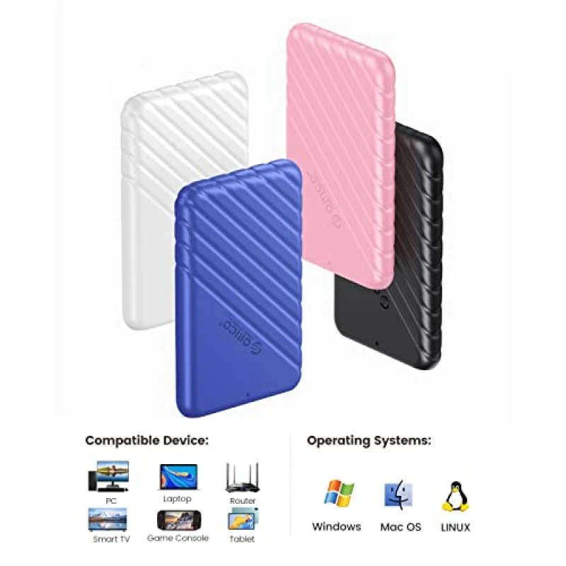 ORICO 2.5 inch USB C Hard Drive Enclosure USB 3.1 Gen 2 to SATA III External Hard Drive Case for SSD HDD 9.5 7mm Tool-Free with UASP, White (25PW1-C3) ORICO 2.5 inch USB C Hard Drive Enclosure USB 3.1 Gen 2 to SATA III External Hard Drive Case for SSD HDD 9.5 7mm Tool-Free with UASP, White (25PW1-C3)