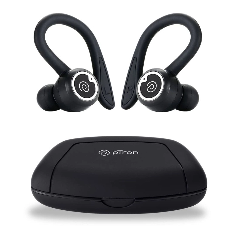 pTron Bassbuds Sports V2 Bluetooth 5.3 Headphone with Mic, Earhooks, 48Hrs Playtime pTron Bassbuds Sports V2 Bluetooth 5.3 Headphone with Mic, Earhooks, 48Hrs Playtime
