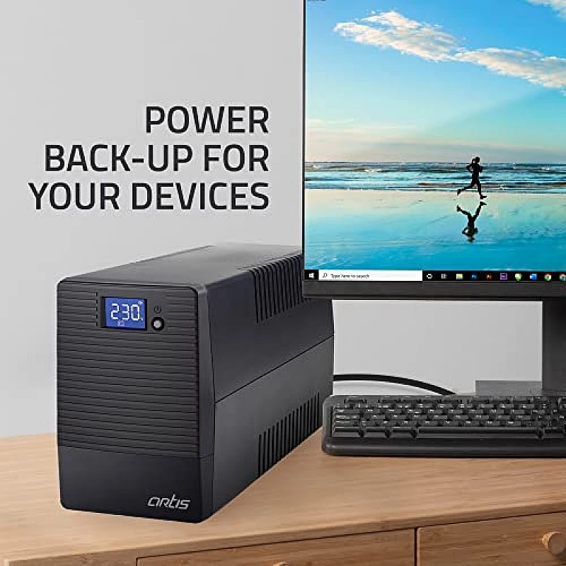 Artis 600VA LCD Touchscreen UPS for Personal Computers, Desktop PCs, Laptops, Routers, Networking Devices and Gaming Consoles Artis 600VA LCD Touchscreen UPS for Personal Computers, Desktop PCs, Laptops, Routers, Networking Devices and Gaming Consoles