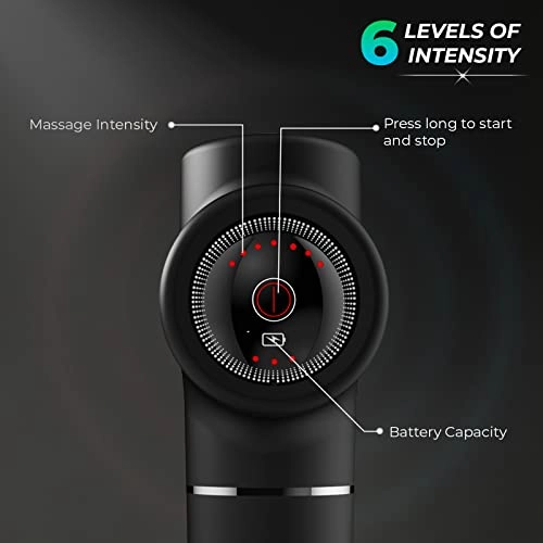 beatXP Flash Massage Gun, Body Massager Touch Button Percussion Gun Back Massager for Women & Men Metallic Silver