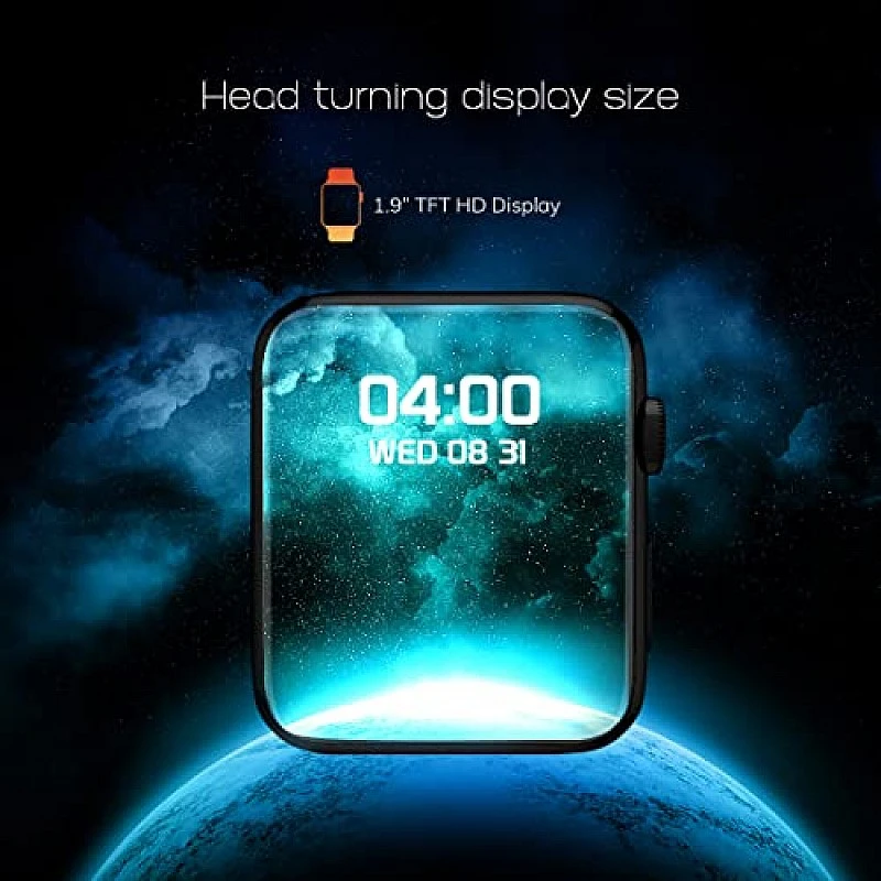 WRISTIO 2 Smartwatch, 1.9" Industry-Leading HD Display, BT Calling, Upto 30 Days Standby Time, Wireless Charging, Rotating Crown, Split Screen, Water Resistant, AI-Enabled Health Monitor, Black WRISTIO 2 Smartwatch, 1.9" Industry-Leading HD Display, BT Calling, Upto 30 Days Standby Time, Wireless Charging, Rotating Crown, Split Screen, Water Resistant, AI-Enabled Health Monitor, Black