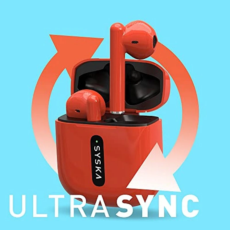 Syska Sonic Buds IEB450 True Wireless Earbuds with Ultra Sync Technology, 20Hr Play BackTime,(Cherry Red, Made in India) Syska Sonic Buds IEB450 True Wireless Earbuds with Ultra Sync Technology, 20Hr Play BackTime,(Cherry Red, Made in India)