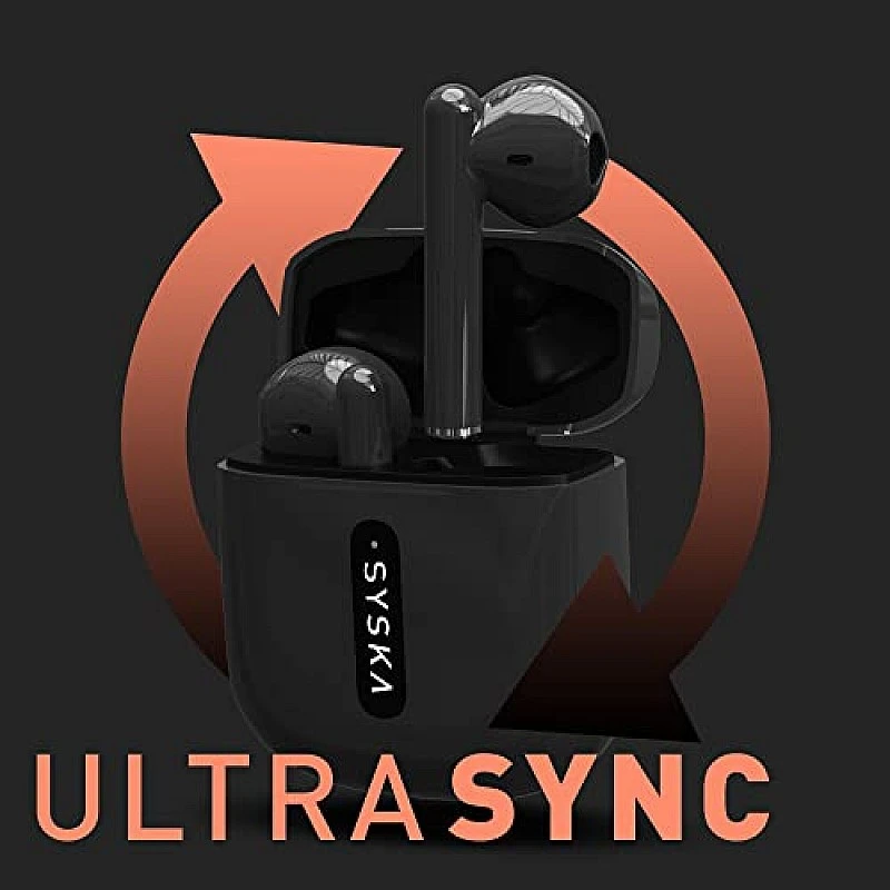 Syska Sonic Buds IEB450 True Wireless Earbuds with Ultra Sync Technology, 20HR Play Time (Jade Black, Made in India) Syska Sonic Buds IEB450 True Wireless Earbuds with Ultra Sync Technology, 20HR Play Time (Jade Black, Made in India)