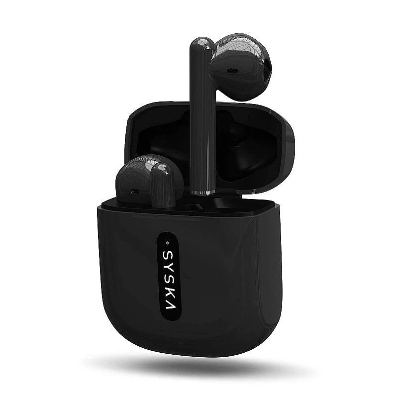 Syska Sonic Buds IEB450 True Wireless Earbuds with Ultra Sync Technology, 20HR Play Time (Jade Black, Made in India) Syska Sonic Buds IEB450 True Wireless Earbuds with Ultra Sync Technology, 20HR Play Time (Jade Black, Made in India)