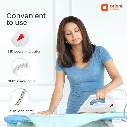Orient Electric Fabrismooth 1000W Dry iron (Press) Non-stick Weilburger coating ISI certified Orient Electric Fabrismooth 1000W Dry iron (Press) Non-stick Weilburger coating ISI certified