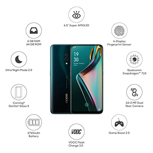 OPPO K3 Jade Black, 6GB RAM, AMOLED Display, 64GB Storage Refurbished