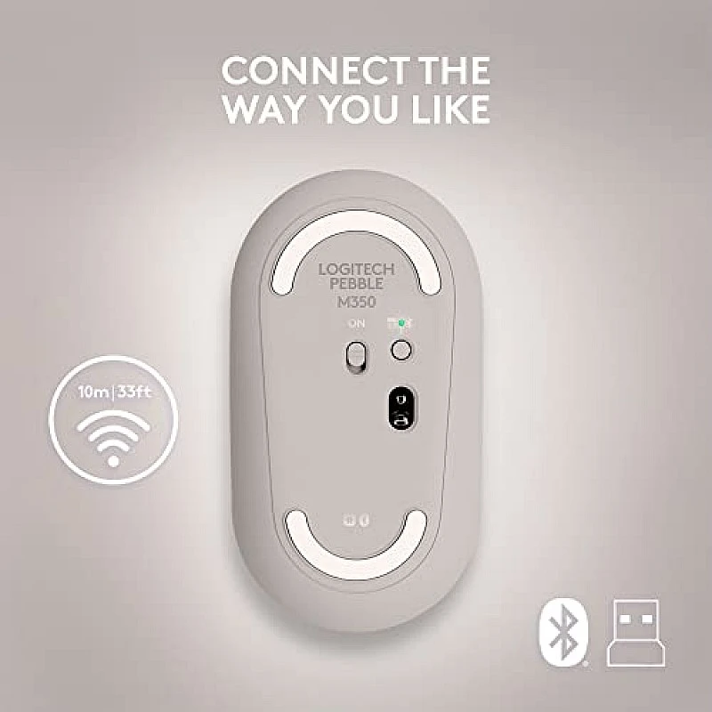 Logitech Pebble Wireless Mouse with Bluetooth or 2.4 GHz Receiver, Silent, Slim Computer Mouse Sand Logitech Pebble Wireless Mouse with Bluetooth or 2.4 GHz Receiver, Silent, Slim Computer Mouse Sand