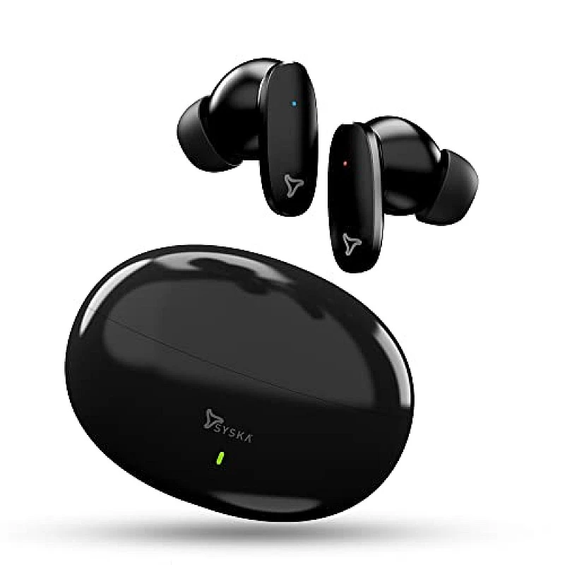 SYSKA Sonic Buds IEB800 True Wireless Earbuds with Ultra Sync Technology, 30Hr Play Time, Smooth Touch Control Jet Black SYSKA Sonic Buds IEB800 True Wireless Earbuds with Ultra Sync Technology, 30Hr Play Time, Smooth Touch Control Jet Black