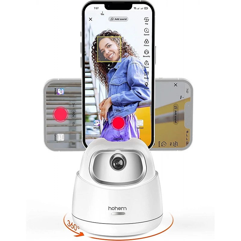 Hohem Go, Auto Face Tracking Tripod, 360° Rotation Selfie Stand for Phone & Tablet, Smart Tracking Phone Holder with Gesture Control Hohem Go, Auto Face Tracking Tripod, 360° Rotation Selfie Stand for Phone & Tablet, Smart Tracking Phone Holder with Gesture Control