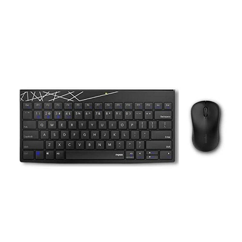 Rapoo 8000M Multi-Mode Keyboard and Mouse Set Bluetooth 3.0/4.0 Wireless 2.4 GHz 1300 DPI Combo- Black Rapoo 8000M Multi-Mode Keyboard and Mouse Set Bluetooth 3.0/4.0 Wireless 2.4 GHz 1300 DPI Combo- Black