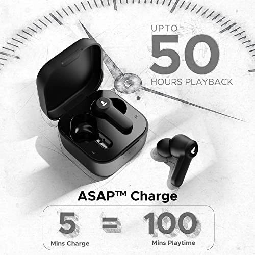boAt Airdopes Fuel in Ear Headphones Quad Mics Beast Mode,50H Playtime Classic Black boAt Airdopes Fuel in Ear Headphones Quad Mics Beast Mode,50H Playtime Classic Black