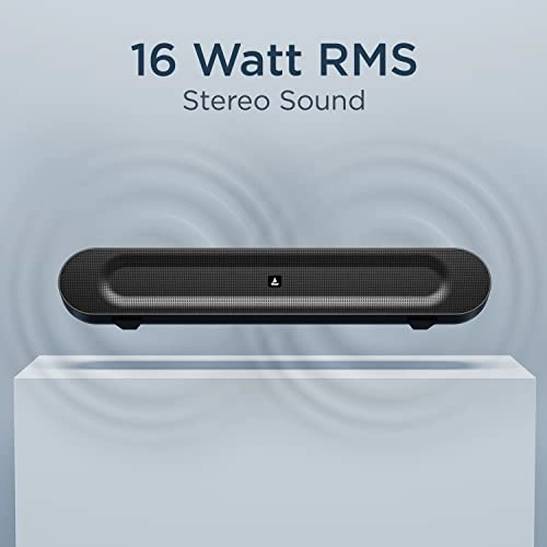 boAt Aavante Bar 553 Portable Bluetooth Speaker, Soundbar with 16W RMS Stereo Sound, Dual EQ Modes, (Pitch Black)