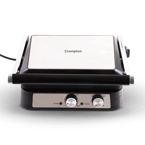 Crompton MaxCrisp 4 Slice Sandwich Maker 2000W with Timer and 180 Degrees Barbecue Grill Crompton MaxCrisp 4 Slice Sandwich Maker 2000W with Timer and 180 Degrees Barbecue Grill