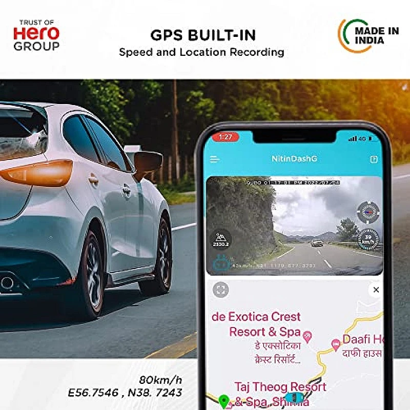 Qubo Car Dash Camera True 4K 2160P UHD Dash Cam from Hero Group, Made in India, ADAS, Built-in Wi-Fi, GPS Qubo Car Dash Camera True 4K 2160P UHD Dash Cam from Hero Group, Made in India, ADAS, Built-in Wi-Fi, GPS