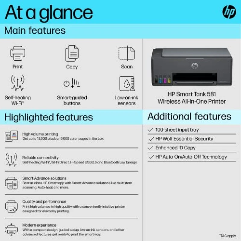 HP Smart Tank 580 All-in-one WiFi Colour Printer HP Smart Tank 580 All-in-one WiFi Colour Printer