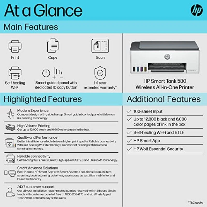 HP Smart Tank 580 All-in-one WiFi Colour Printer HP Smart Tank 580 All-in-one WiFi Colour Printer