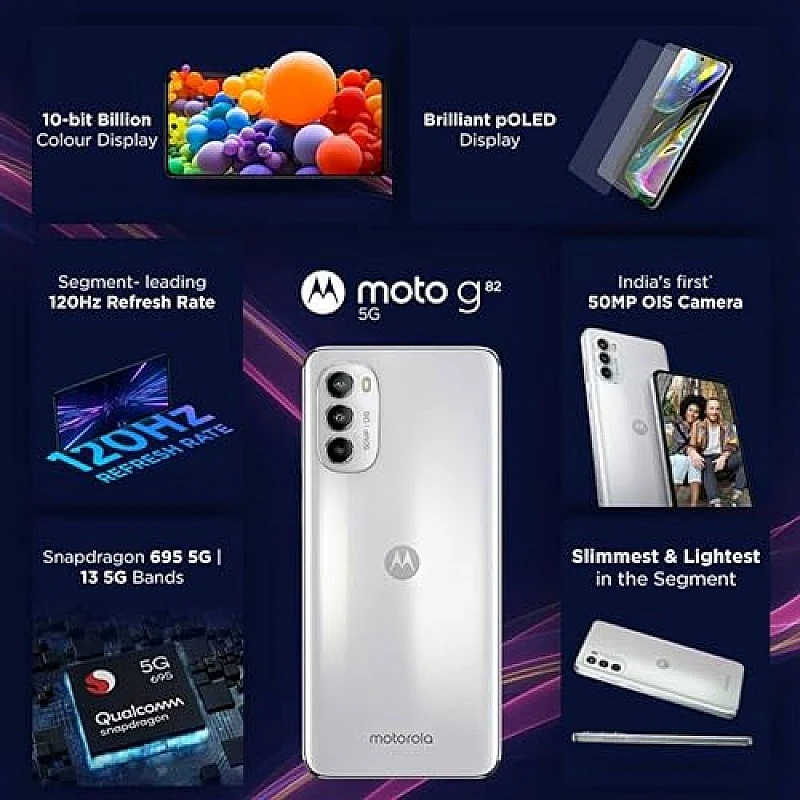 Motorola G82 5G (White Lily, 8GB RAM, 128GB Storage) Refurbished