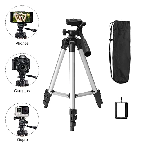 TRIPOD-3110 Portable Camera Tripod with Three-Dimensional Head and Quick Release Plate for All Cameras & Mobile, Best for Making Videos Silver Black TRIPOD-3110 Portable Camera Tripod with Three-Dimensional Head and Quick Release Plate for All Cameras & Mobile, Best for Making Videos Silver Black