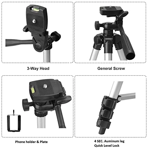 TRIPOD-3110 Portable Camera Tripod with Three-Dimensional Head and Quick Release Plate for All Cameras & Mobile, Best for Making Videos Silver Black TRIPOD-3110 Portable Camera Tripod with Three-Dimensional Head and Quick Release Plate for All Cameras & Mobile, Best for Making Videos Silver Black