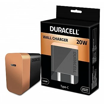 Duracell 20 Watts Fast Wall Charger Adapter, 1 USB Type C Power Delivery Port, Fast Mobile Charger 