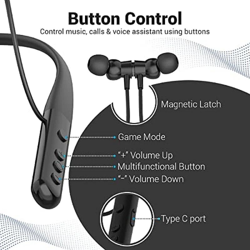 Portronics Harmonics Z4 Wireless Bluetooth 5.3 Neckband in Ear Earphones with mic Portronics Harmonics Z4 Wireless Bluetooth 5.3 Neckband in Ear Earphones with mic