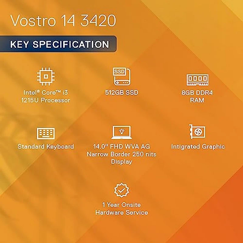 Dell Vostro 3420 (D552325WIN9BE) Laptop (Core i3 12th Gen/8 GB/512 GB SSD/Windows 11)