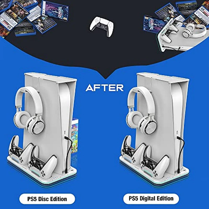 Ant Esports Dock5 RGB with Cooling Fan and Dual Controller Charger Station, PS5 White Ant Esports Dock5 RGB with Cooling Fan and Dual Controller Charger Station, PS5 White