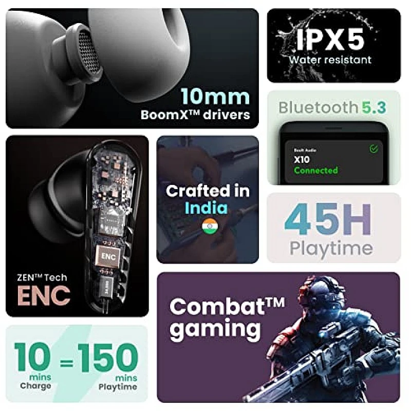 Boult Audio X10 True Wireless in Ear Earbuds with 45H Playtime (Black) Boult Audio X10 True Wireless in Ear Earbuds with 45H Playtime (Black)