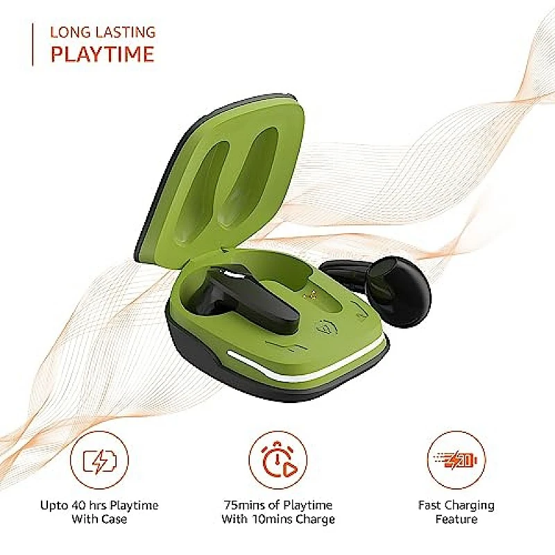 Amazon Basics True Wireless in-Ear Earbuds with Mic, Touch Control, (Green and Black) Amazon Basics True Wireless in-Ear Earbuds with Mic, Touch Control, (Green and Black)