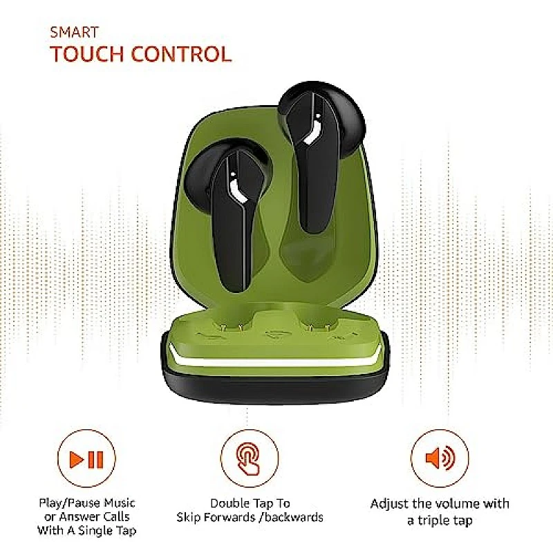 Amazon Basics True Wireless in-Ear Earbuds with Mic, Touch Control, (Green and Black) Amazon Basics True Wireless in-Ear Earbuds with Mic, Touch Control, (Green and Black)
