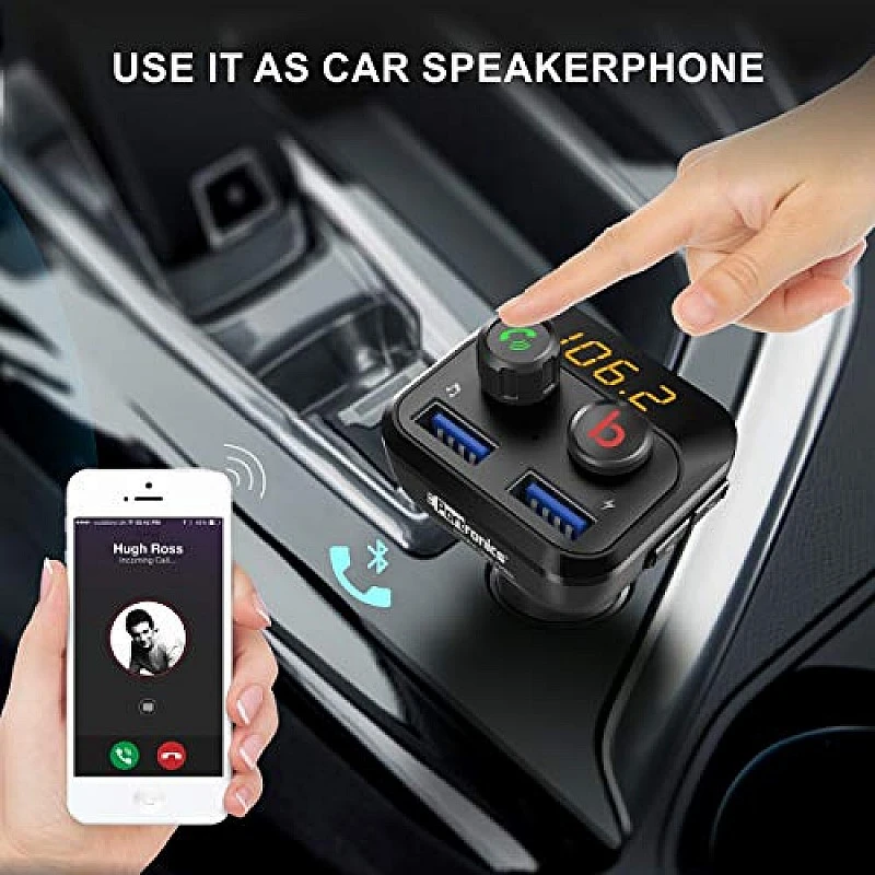 Portronics Auto One Smart Car Charger And Music Streamer with Hands Free Calling, Bluetooth 5.0 Black Portronics Auto One Smart Car Charger And Music Streamer with Hands Free Calling, Bluetooth 5.0 Black
