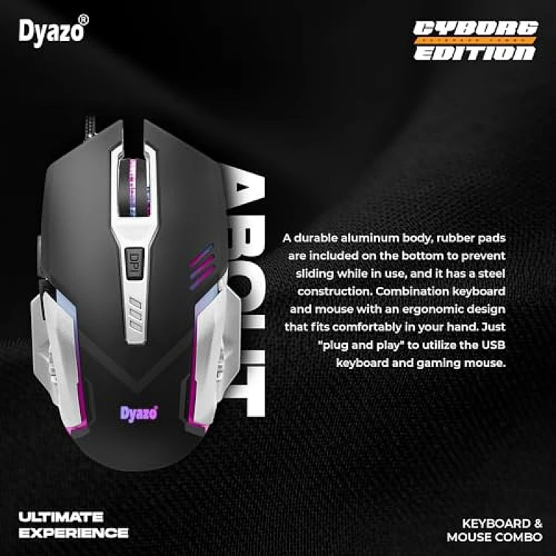 Dyazo Wired Gaming Keyboard and Mouse Combo Static RGB Static Light (only 2 Modes on & Off) for Windows Compatible for PC, Laptop (Black) Dyazo Wired Gaming Keyboard and Mouse Combo Static RGB Static Light (only 2 Modes on & Off) for Windows Compatible for PC, Laptop (Black)