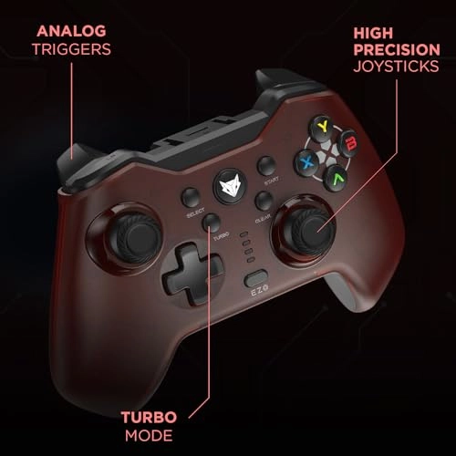 EvoFox Elite X Wireless Gamepad for PC with Dual Vibration Motors, 2 Macro Back Buttons (Blue)